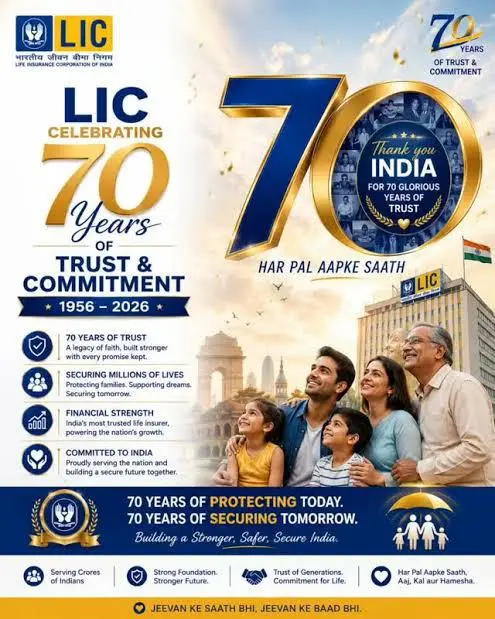LIC 70 years of trust and commitment celebration poster